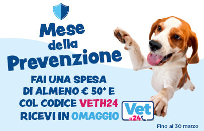 Mese della prevenzione! Fai una spesa di almeno 50€ e col codice VETH24 ricevi in omaggio il servizio telefonico di consulenza veterinaria per 1 anno. Scopri di più