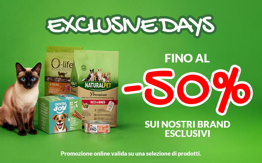Per te fino al 50% di sconto sui nostri prodotti esclusivi, senza minimo di spesa! Trovi tutti i prodotti gi&agrave; scontati sul sito. Cosa aspetti? Approfittane subito!