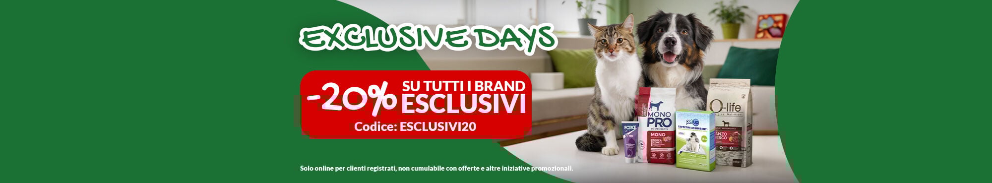 Prova la qualit&agrave; dei nostri brand esclusivi, oggi in super sconto col codice ESCLUSIVI20