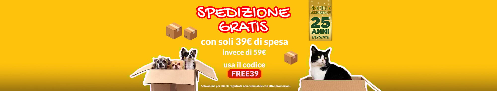 APPROTITTANE SUBITO! Spedizione gratis con soli 39€di spesa e codice FREE39