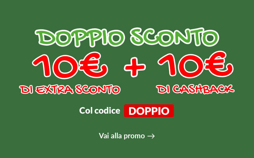 Online hai 10&euro; di sconto EXTRA su tutta la tua spesa, in pi&ugrave; ricevi un altro buono sconto da 10&euro; da utilizzare sulla spesa del prossimo mese! Ti baster&agrave; applicare il codice DOPPIO a carrello. Approfittane subito!