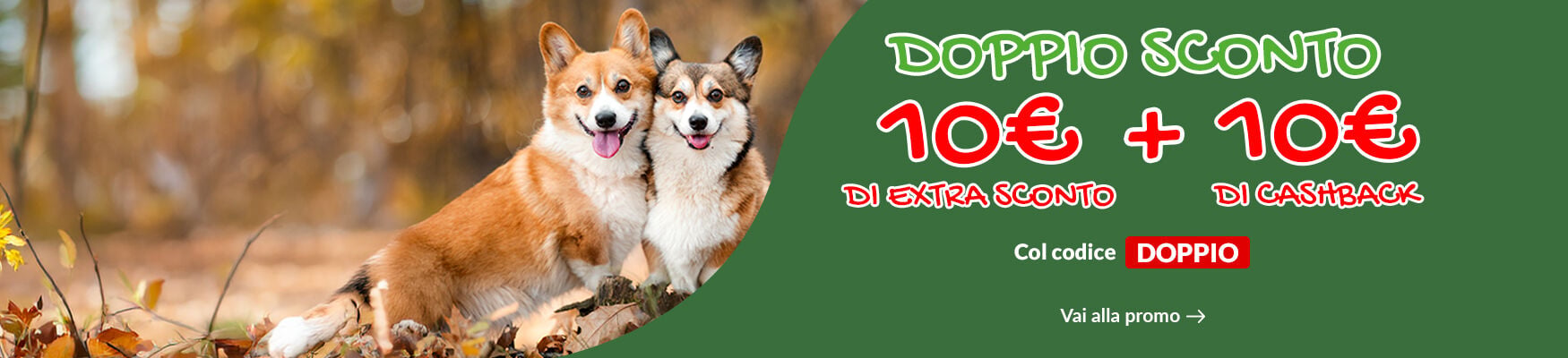 Online hai 10&euro; di sconto EXTRA su tutta la tua spesa, in pi&ugrave; ricevi un altro buono sconto da 10&euro; da utilizzare sulla spesa del prossimo mese! Ti baster&agrave; applicare il codice DOPPIO a carrello. Approfittane subito!