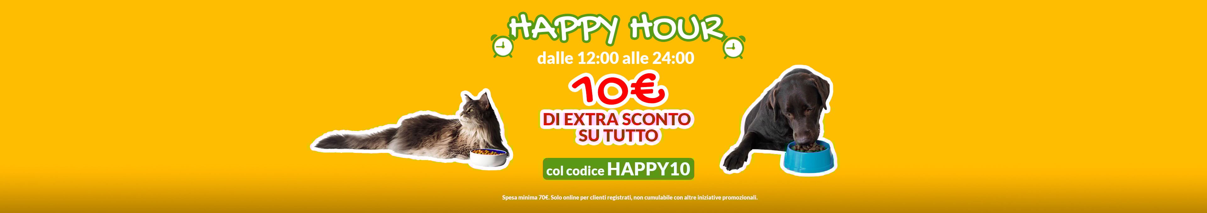 Folle HAPPY HOUR! Solo per poche ore, approfitta di 10€ di extra sconto, con il codice HAPPY10! Solo online, per Clienti registrati, dalle 12 alle 24 del 10/10. Non cumulabile con altre iniziative. 