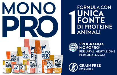 Scopri ora la nuova gamma esclusiva MONOPRO! Formula con unica fonte di proteine animali, grain free. 