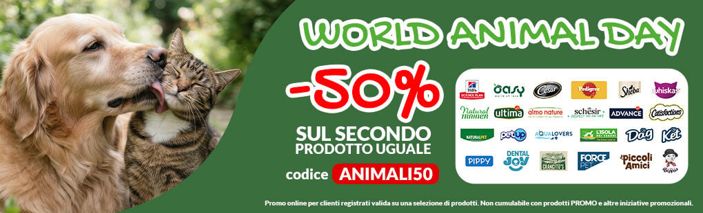Per te -50% sul secondo prodotto uguale dei migliori brand! Applica il codice ANIMALI50 a carrello. Prom online valida su una selezione di prodotti fino al 04/10. Non cumulabile con prodotti PROMO e altre iniziative.