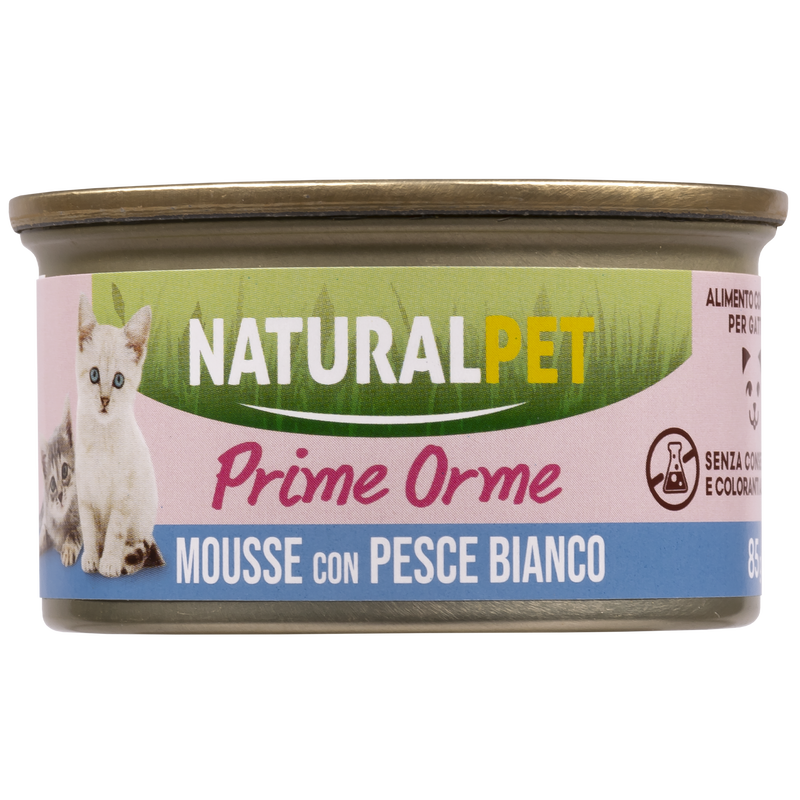 Naturalpet Kitten Prime Orme Mousse con Pesce Bianco 85 gr