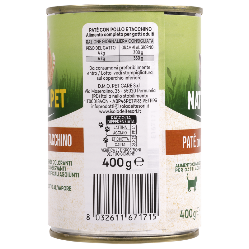 Naturalpet Cat Adult Paté Pollo e Tacchino 400 gr