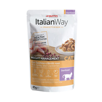 Italianway Cat Adult Sterilised Weight Menagement Tacchino e mirtilli rossi 85 gr