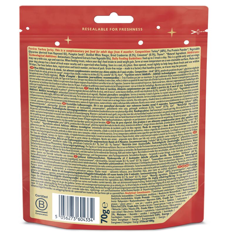 Lily's Kitchen Dog Adult Snack Jerky al tacchino 70 gr ed. Natale 2025
