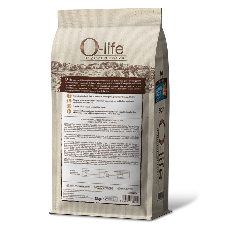 O-life Dog Adult Mini con Salmone Fresco 2 kg