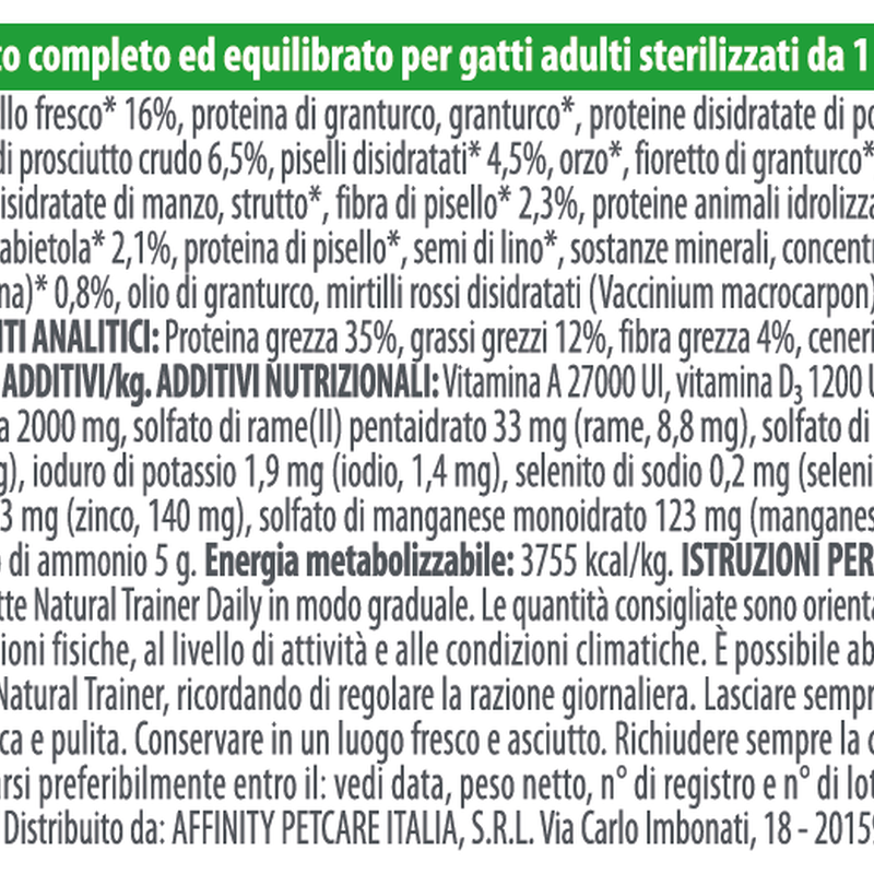 Natural Trainer Cat Adult Sterilised Prosciutto Crudo 300 gr