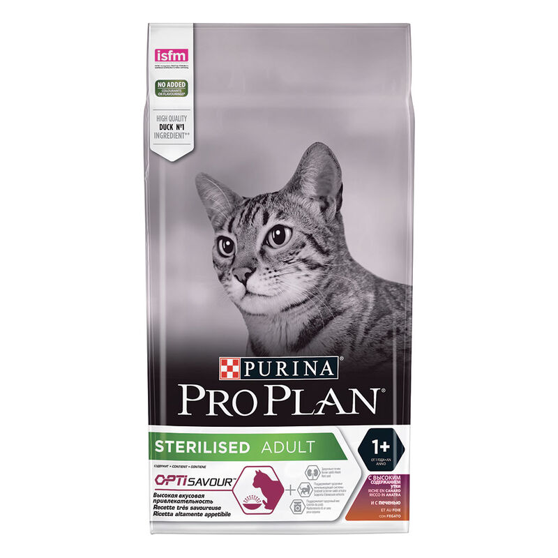 Purina Pro Plan Cat Adult Sterilised Optisavour ricco in Anatra con Fegato 1,5 kg