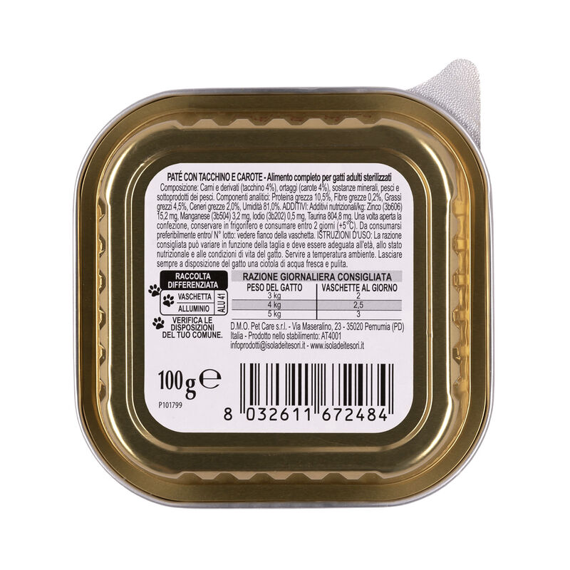 Naturalpet Cat Sterilized Paté con Tacchino e carote 100 gr