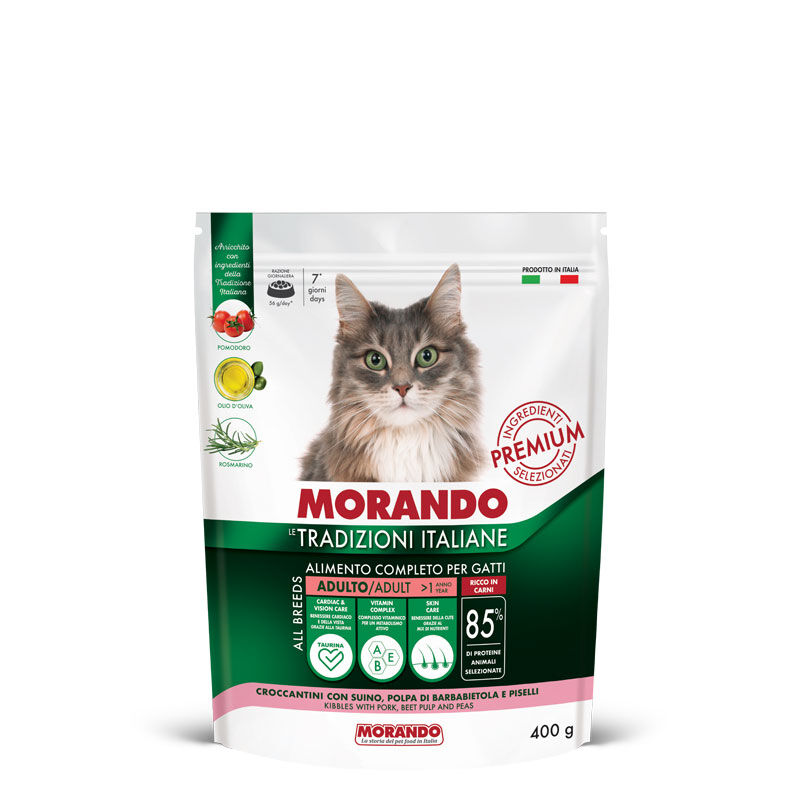 Morando Tradizioni Italiane Cat Adult Maiale, polpa di barbabietola e piselli 400gr