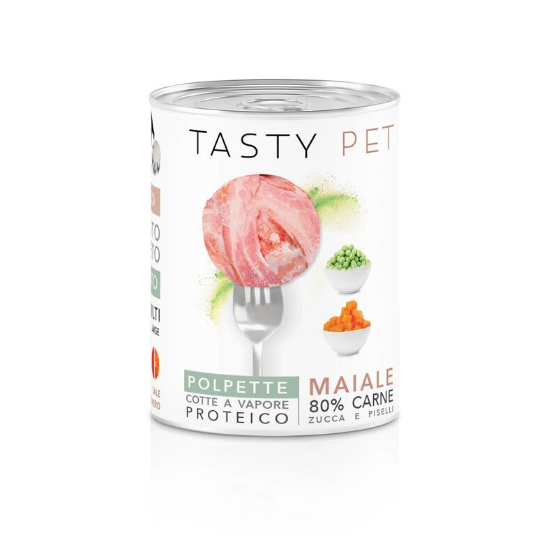 Tasty Pet Polpette in Salsa per cani con Maiale, Zucca e Piselli 400 gr