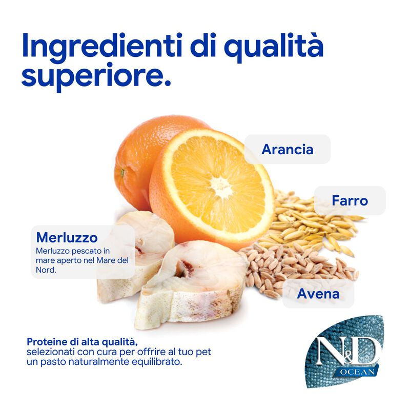 N&D Farmina Ocean Cat Adult Merluzzo, Farro, Avena & Arancia 300 gr
