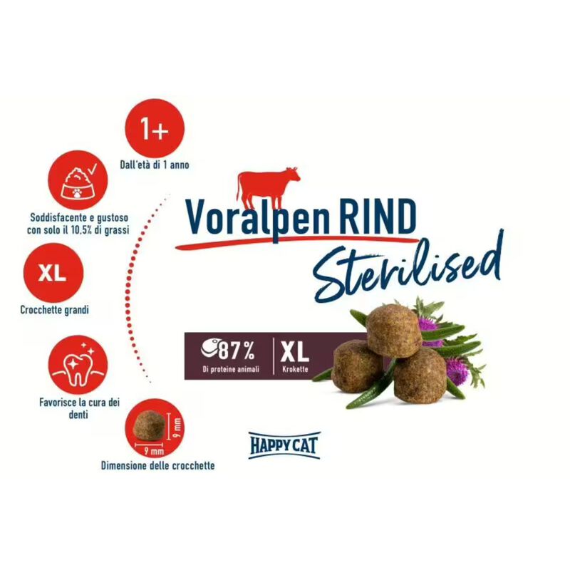 Happy Cat Sterilised Adult Bavarian con Manzo 4 kg