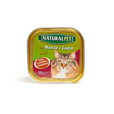 Naturalpet Cat Adult, Paté con Manzo e Cuore 100 gr