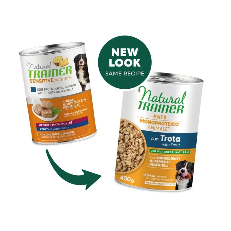 Natural Trainer Cane Adulto Medium&Maxi Pat&eacute; con Trota 400 gr