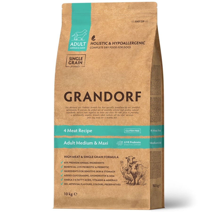 Grandorf Dog Adult Medium/Maxi 4 Carni 10Kg