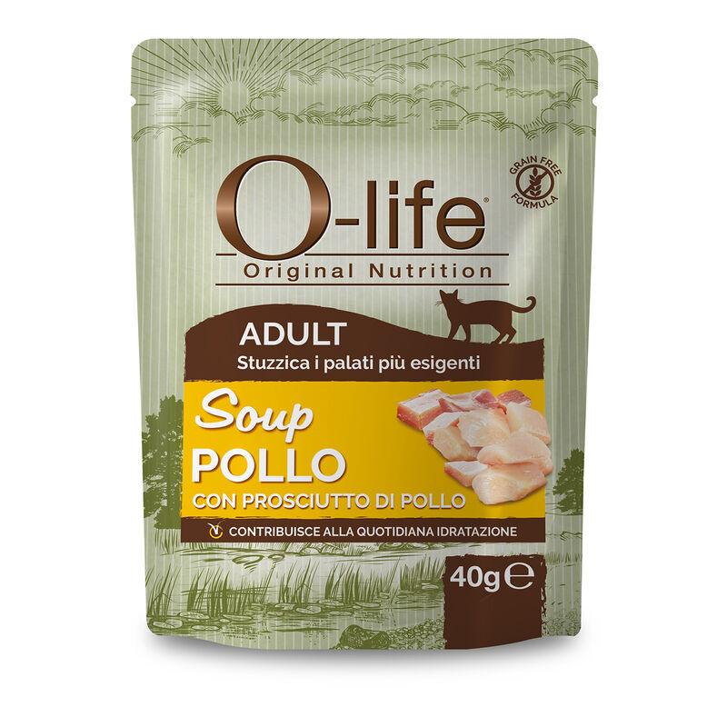 O-life Cat Adult Soup Pollo con prosciutto di pollo 40gr