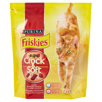 Friskies Crock & Soft Cat con mix di Manzo e Pollo e con Verdure 375 gr