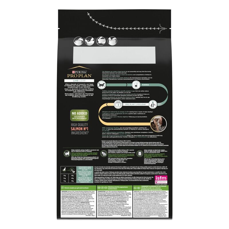 Purina Pro Plan LiveClear Cat Adult Sterilized ricco in Salmone 1,4 kg