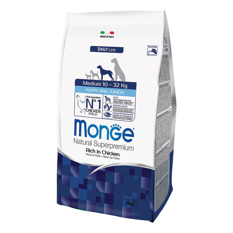 Monge Natural Superpremium Crocchette per cuccioli di taglia media con Pollo 3 kg