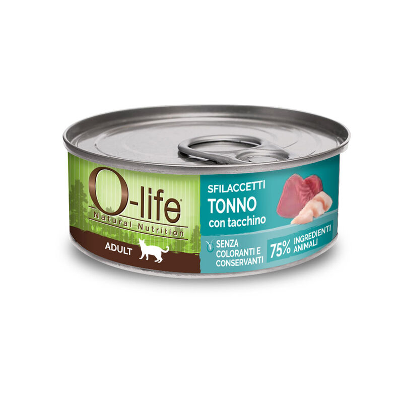 O-life Cat Adult Sfilaccetti di Tonno con Tacchino 70 gr