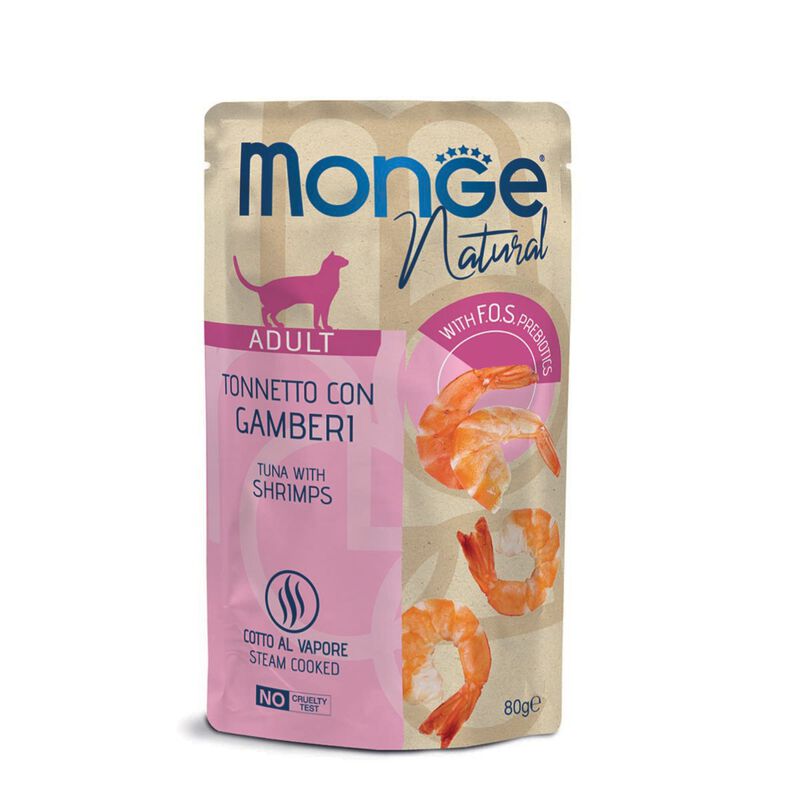 Monge Natural Cat Adult Pezzetti di Tonnetto con Gamberi 80 gr
