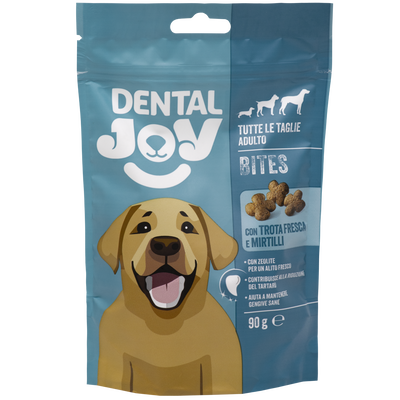 Dentaljoy Bites Dog Adult con trota fresca e mirtilli 90gr