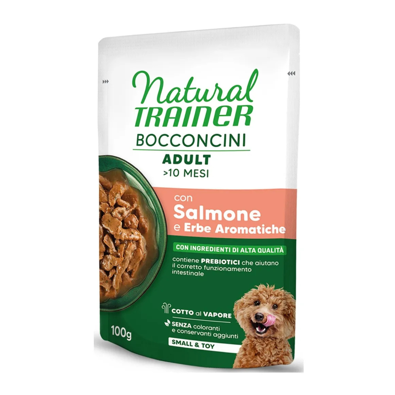 Natural Trainer Dog Adult Small&Toy con Salmone in salsa 100 gr