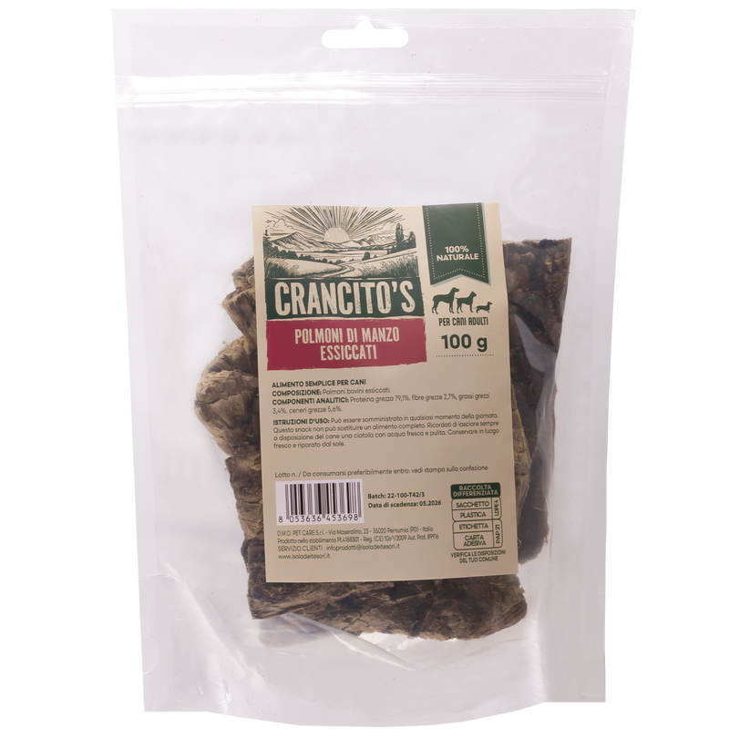 Crancito's Dog Adult Polmoni di manzo essiccati 100 gr