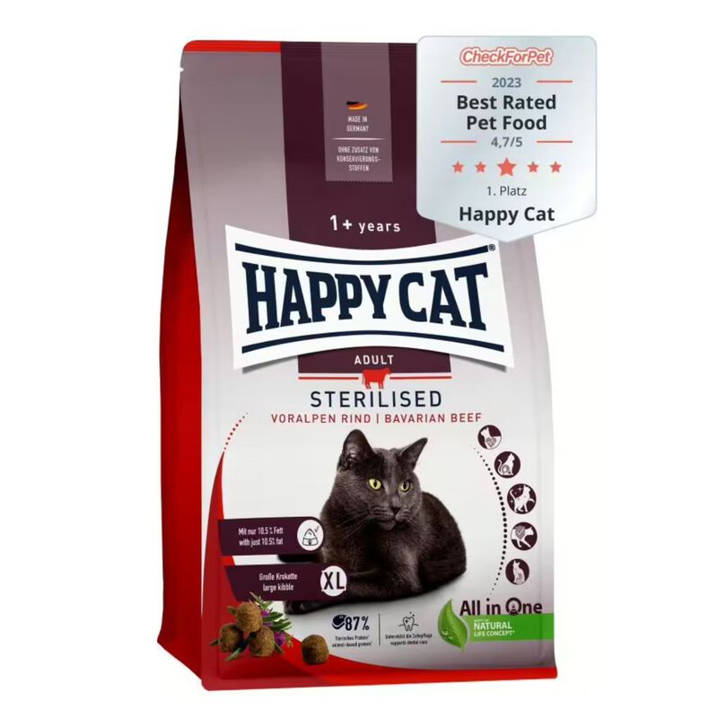 Happy Cat Sterilised Adult Bavarian con Manzo 10 kg