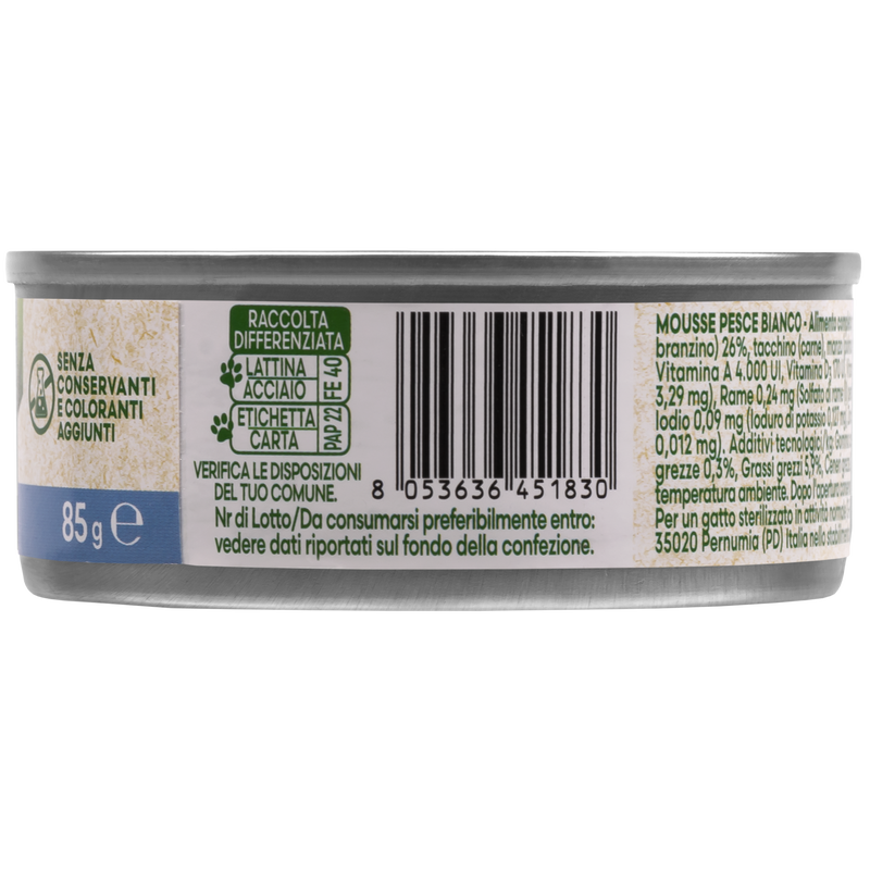 Naturalpet Cat Sterilised Mousse al pesce bianco 85gr