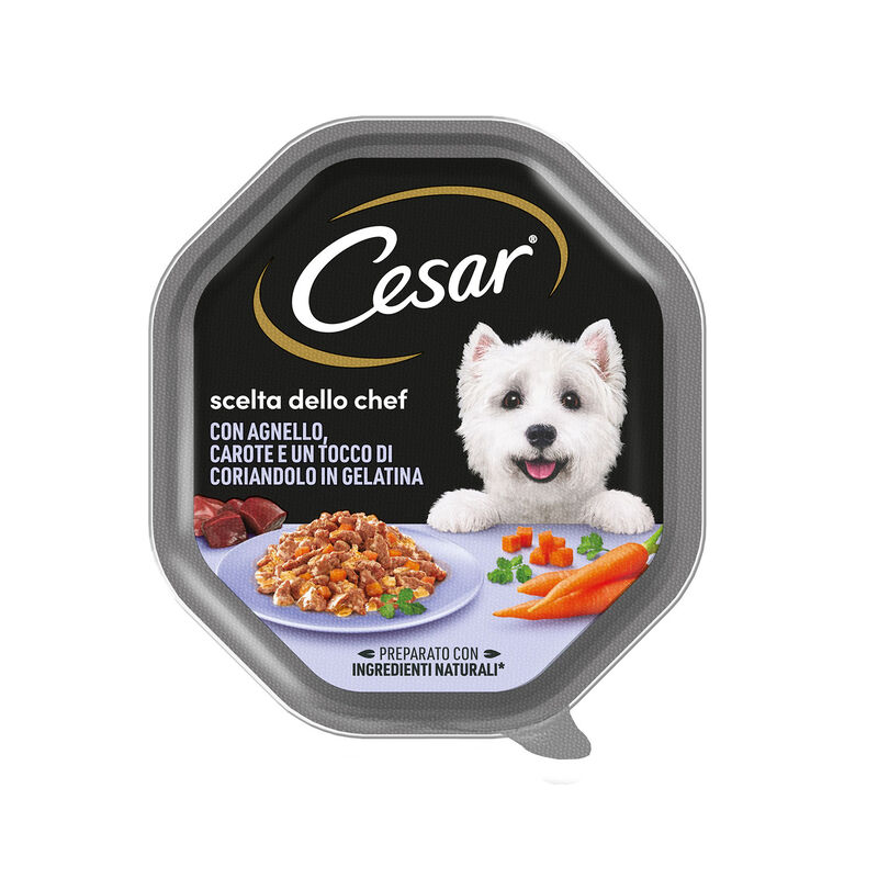 Cesar Dog Scelta dello Chef con Agnello, Carote e un tocco di Coriandolo in Gelatina 150 gr