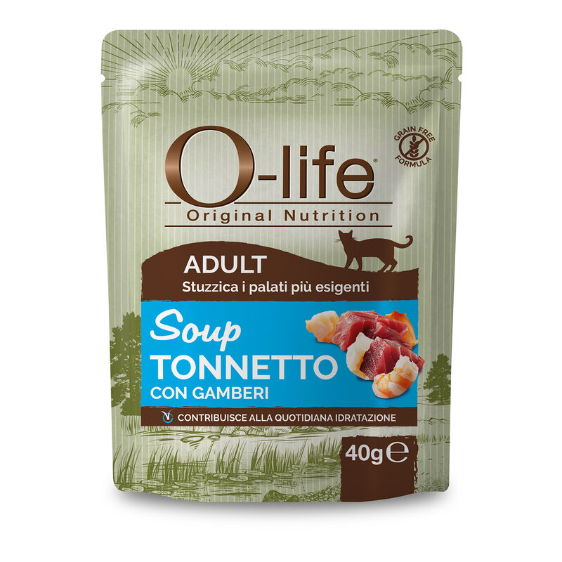 O-life Cat Adult Soup Tonnetto con gamberi 40gr