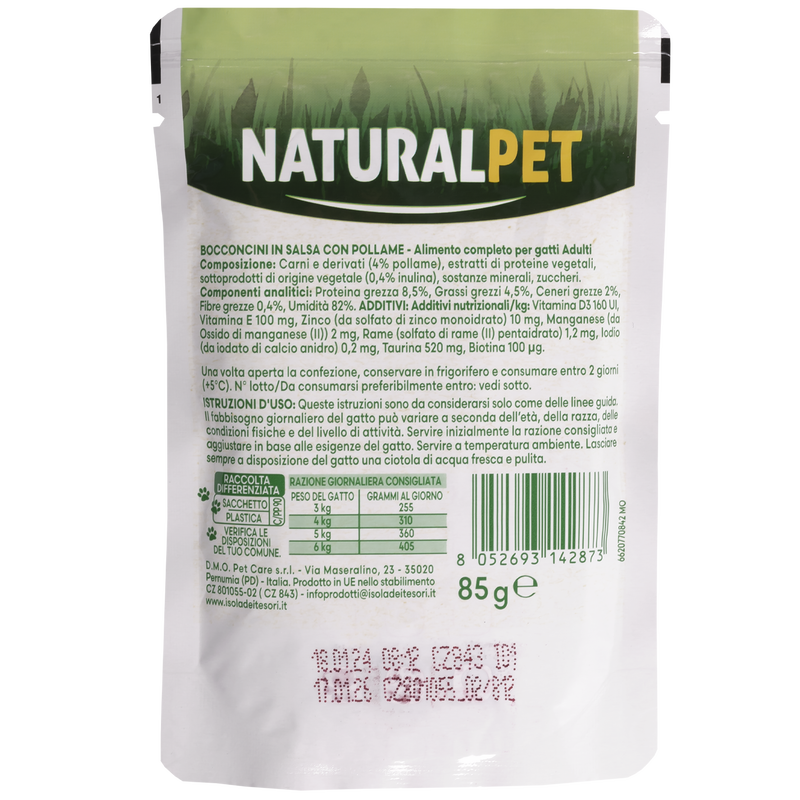 Naturalpet Cat Adult Bocconcini in salsa con Pollo 85gr