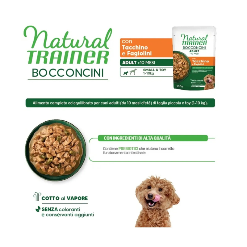 Natural Trainer Dog Adult Small&Toy con tacchino in salsa 100 gr