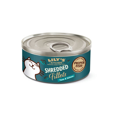 Lily's Kitchen Cat Adult Shredded Fillets Tuna & Salmon in Broth, Sfilaccetti di Tonno con Salmone 70 gr