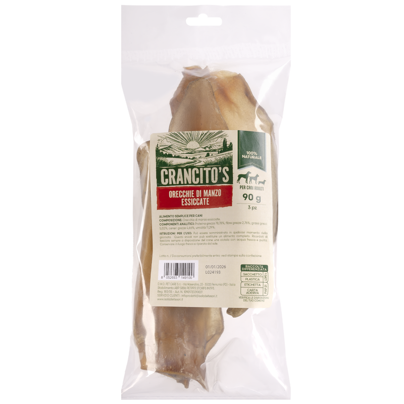 Crancito's Dog Adult Orecchie di manzo essiccate 90gr