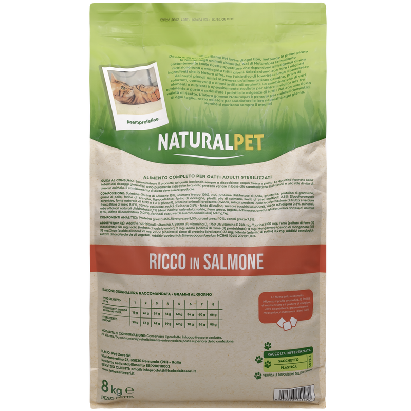 Naturalpet Cat Adult Sterilised ricco in Salmone 8kg