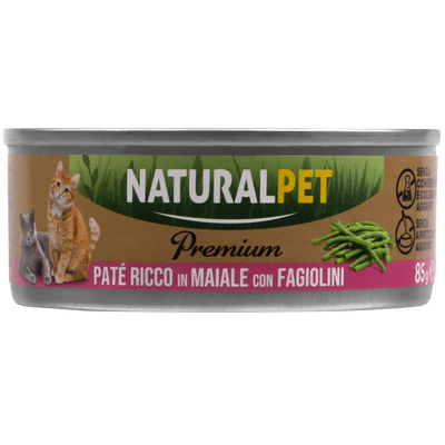 Naturalpet Premium Cat paté al maiale con fagiolini 85gr