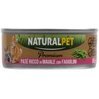 Naturalpet Premium Cat paté al maiale con fagiolini 85gr image number 0