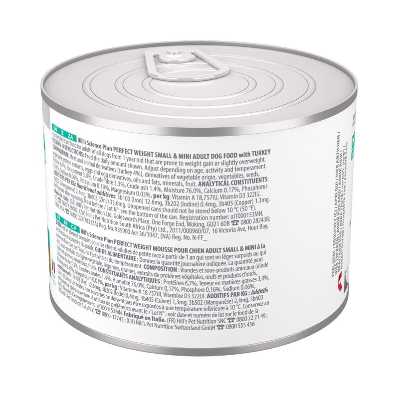 Hill's Science Plan Perfect Weight Dog Adult Small & Mini Mousse tacchino 200 gr