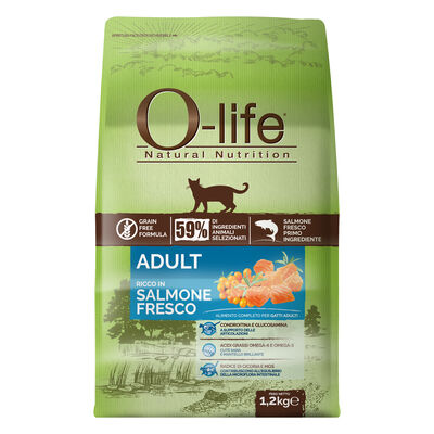 O-life Cat Adult: Alimento Completo con Salmone Fresco - 1,2 Kg