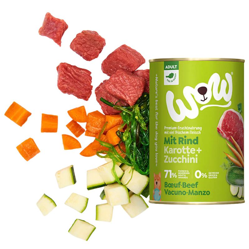 Wow Dog Adult Manzo con Carote e Zucchine 800 gr