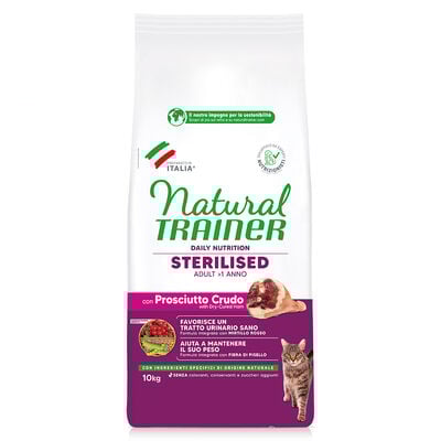 Natural Trainer Cat Adult Sterilised con Prosciutto crudo 10 kg