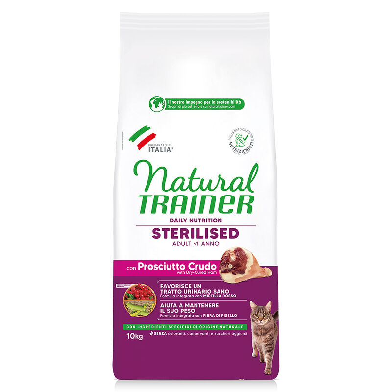 Natural Trainer Cat Adult Sterilised con Prosciutto crudo 10 kg