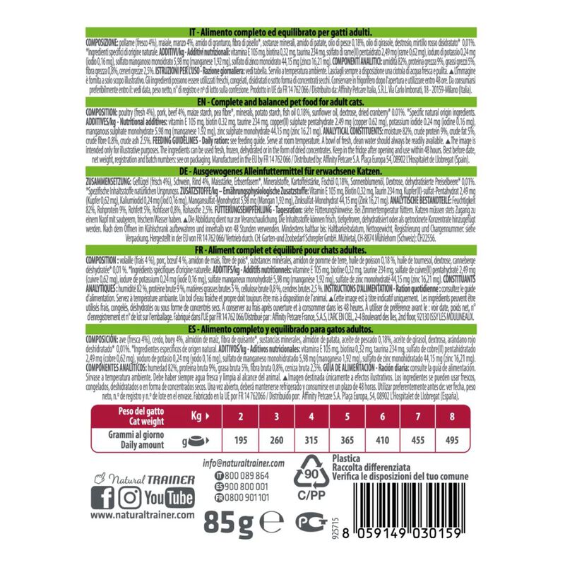 Natural Trainer Cat Manzo 85gr